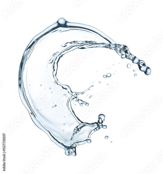 Fototapeta Isolated image of a water splash with droplets against a plain black background in a studio shot