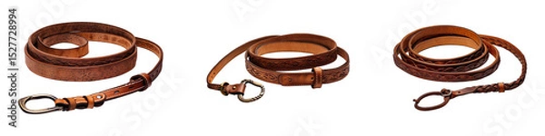 Fototapeta Collection of cowboy lassos, isolated on a transparent background