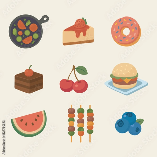 Obraz Mixed Flat Food Icons
