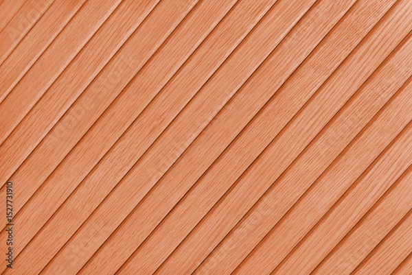 Fototapeta Wooden diagonal plank, bamboo surface texture, board wall background. Painted wooden panels orange color, wallpaper, backdrop, design element.