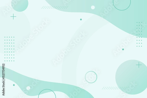 Fototapeta Minimalist abstract teal background with modern organic shapes and memphis elements vector