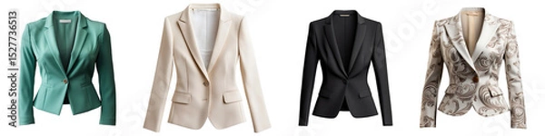 Fototapeta Collection of cropped blazers, isolated on a transparent background