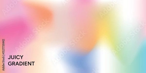 Obraz Colorful Soft Pastel Gradient Background. Pink Orange Yellow Green Blue Blurred Abstract Flow. Dreamy Light Horizontal Layout. Vector Illustration for Cover Poster Banner Template.