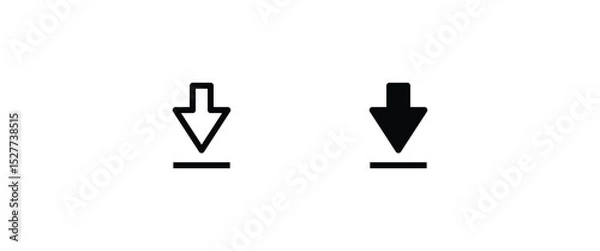 Obraz Download icon Upload . Load line and flat icons set, editable stroke isolated on white, linear vector outline illustration, symbol logo design style