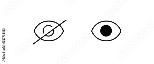 Obraz Eyes line icons. View and Eye icon set. See and unsee symbol. Show password. Open, closed, visible invisible concept, hidden password, icon vector symbol logo illustration line editable stroke