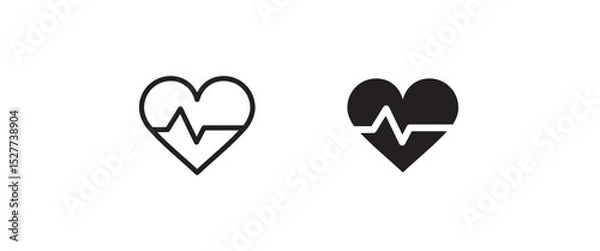 Obraz Heartbeat, heart beat, pulse, flat vector icon, medical apps and websites. Editable stroke and flat icons