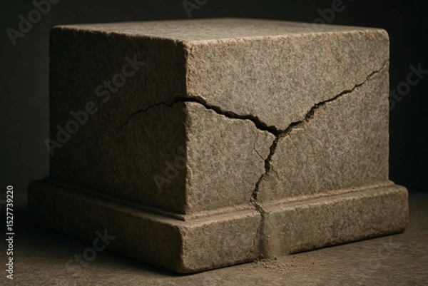 Obraz Cracked stone pedestal suggesting fragility and the potential for a United States civil war