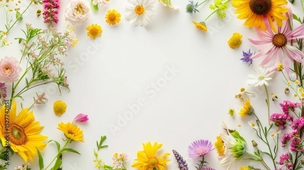 Obraz Flower frame for adding text Created with Generative AI technology