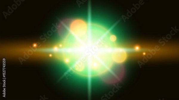 Fototapeta Radiant Star Explosion with Lens Flare and Bokeh Effects. Futuristic vector illustration.