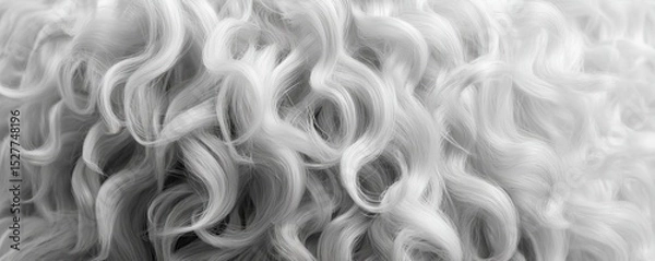 Obraz A close-up view of soft, curly white hair, showcasing intricate texture and flowing patterns.