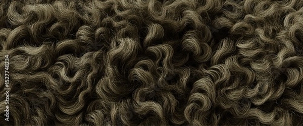 Obraz A close-up view of textured, curly material in earthy tones, resembling natural fibers or yarn, creating an intricate and warm appearance.