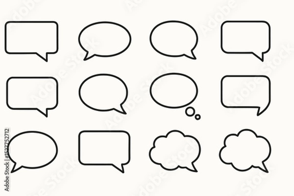 Fototapeta Set of blank speech and thought bubbles for communication concepts