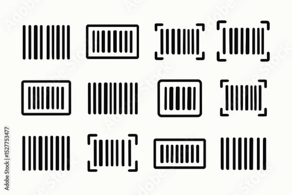 Fototapeta Vector set of various barcode icon designs on white background