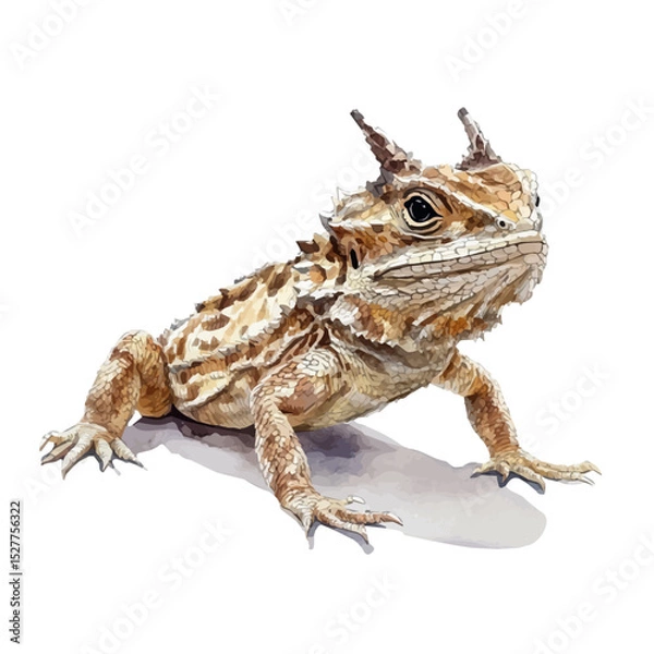 Fototapeta watercolor of Horned Lizard, vector high quality, isolated on a white background.