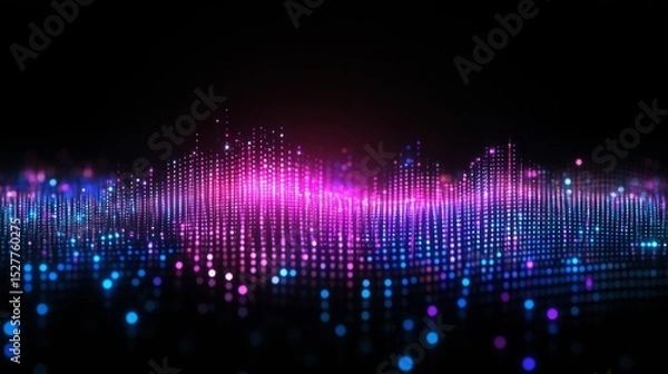 Fototapeta Abstract Neon Gradient Waveform Graphic Display for Digital Audio Visualization and Music Equalizer