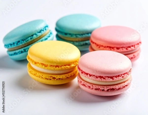 Obraz カラフルなマカロン　バレンタインスイーツ　背景