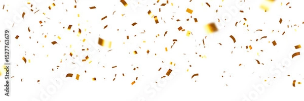 Fototapeta falling gold confetti and streamers seamless pattern on transparent background
