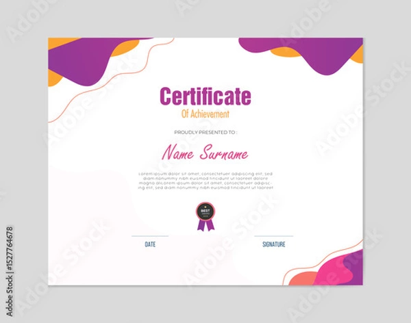 Obraz Professional and minimal Certificate Template for Excellence and Recognition

