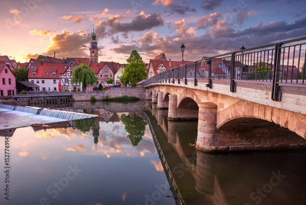 Obraz Lauf an der Pegnitz, Bavaria, Germany. Cityscape image of beautiful historical Bavarian city of Lauf an der Pegnitz, Germany at summer sunset.