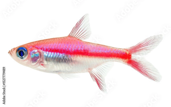Obraz Fish with a blue eye and red and white stripes