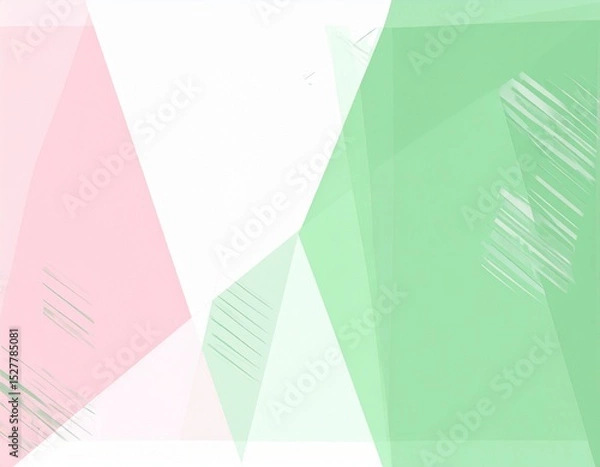 Fototapeta White pink and green structured geometric background