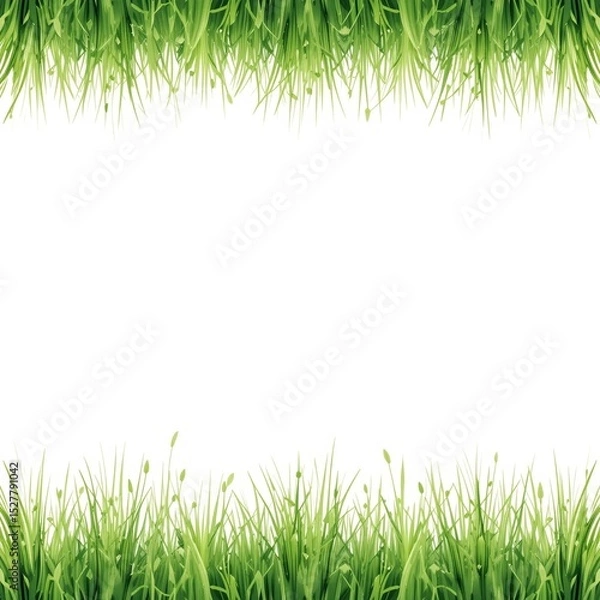 Obraz Lush green grass creating a vibrant frame for nature's beauty under the clear sky during a sunny day in a serene outdoor setting