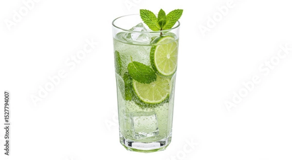 Obraz Isolated Mojito Cocktail with Lime and Mint