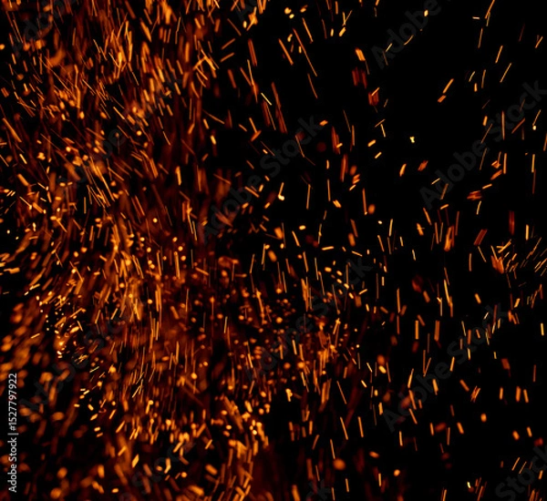 Fototapeta fire flame with sparks on black background