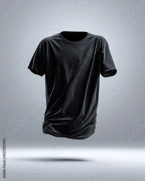 Obraz Black t-shirt mockup floating in a studio setting, providing an ideal canvas for displaying unique designs and vibrant prints