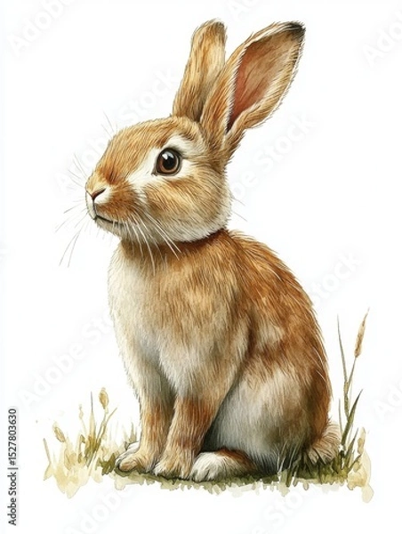 Obraz Cartoon rabbit sitting. Cute bunny illustration isolated on white background