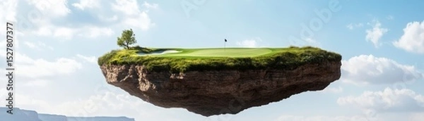 Obraz Floating Golf Course Surreal Island Green with Tree, Fairway , Golf , Fantasy