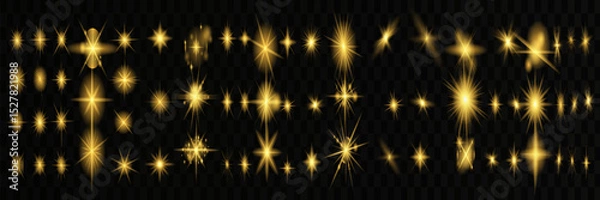 Fototapeta Glow isolated white transparent starlight effect set, lens flare, explosion, line, sun flash, glitter, spark and stars. Abstract special effect element design. Shine ray with lightning