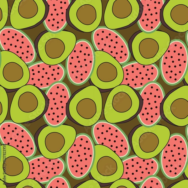 Obraz vector watermelon and avocado seamless pattern background design