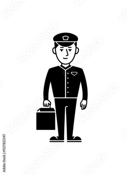 Fototapeta Postman icon vector in black color with white background. 