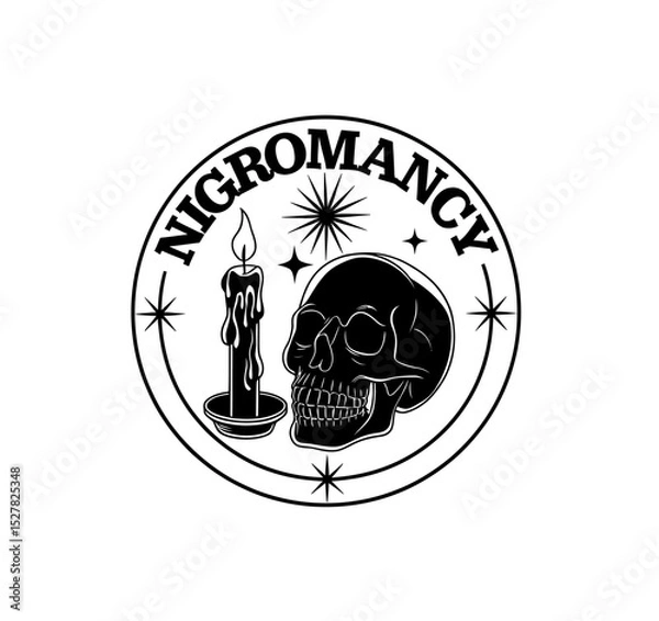 Fototapeta Nigromancy logo icon vector in black color with white background.