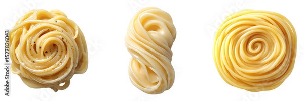 Fototapeta Set of various Perfectly Twirled Pasta isolated on transparent background