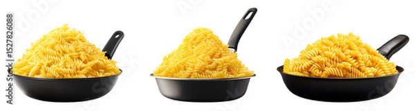 Fototapeta Set of various mountain of plain pasta in a pan isolated on transparent background