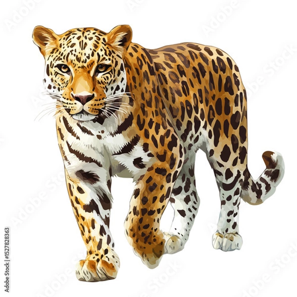 Fototapeta watercolor of Leopard, vector high quality, isolated on a white background.