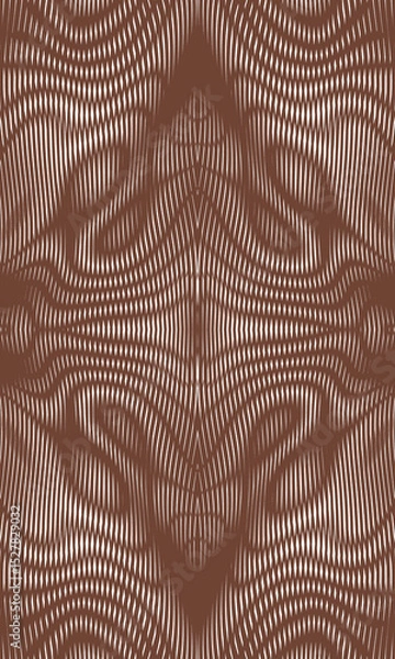 Fototapeta Grid mocha mousse wavy ornament seamless texture with moire effect. Metaverse concept background for wall art, panel, poster, web banner, mobile apps, interior decor. 