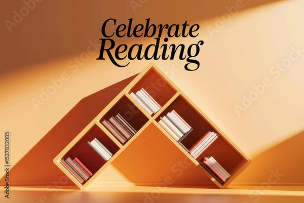 Fototapeta Modern bookshelf art: celebrate reading in a minimalist space