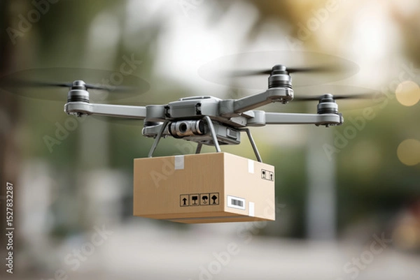 Fototapeta Drone Delivery Service Fast and Efficient Package Transportation Aerial Delivery System
