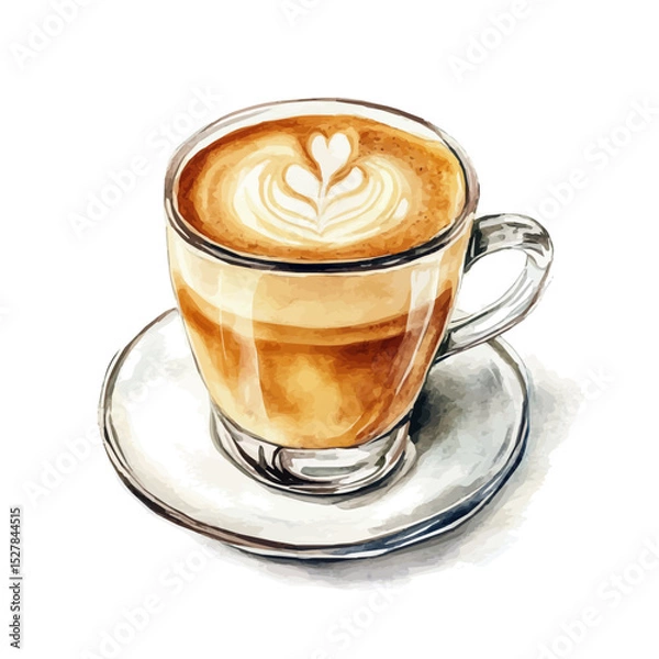 Fototapeta watercolor vector of Macchiato, high quality, isolated on a white background.