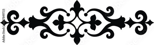 Fototapeta Elegant Black FleurdeLis Style Divider Element on White Background
