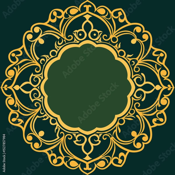 Obraz Abstract vector floral round frame with vintage gold lace ornament