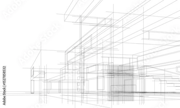 Obraz architectural drawing 3d vector illustration