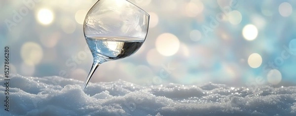 Obraz A crystal glass filled with clear water on a reflective surface, showcasing tranquility.