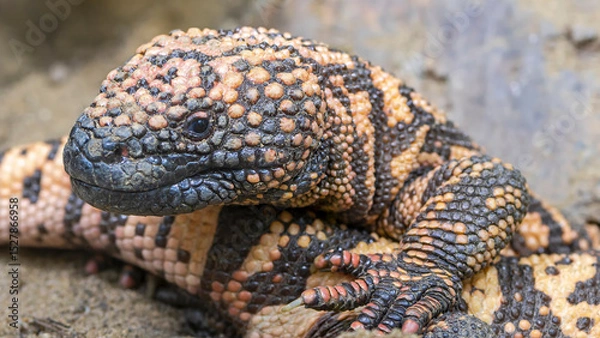 Fototapeta Close-up view of a Rio Fuerte Beaded Lizard (Heloderma exasperatum)