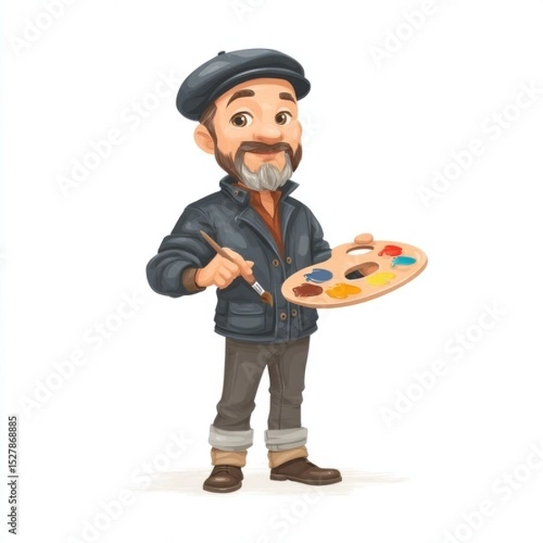 Fototapeta Creative Artist Holding Palette with Vibrant Paints, Smiling and Ready to Create Colorful Masterpieces in Studio