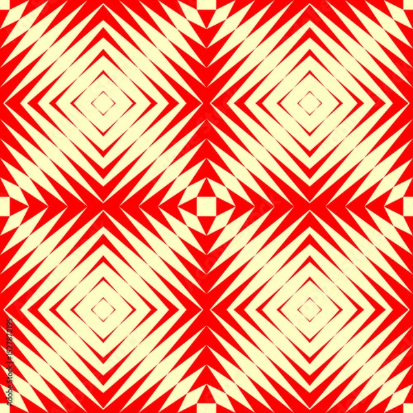 Fototapeta Rhombuses, triangles, chevrons ornament. Seamless mosaic pattern. Embroidery backdrop. Tiles wallpaper. Ethnic motif. Geometric background. Digital paper. Geometrical textile print. Abstract design.