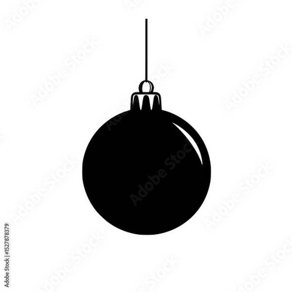 Obraz a black silhouette of a christmas ornament isolated on a white background black, hang, icon, silhouette , Generative art.